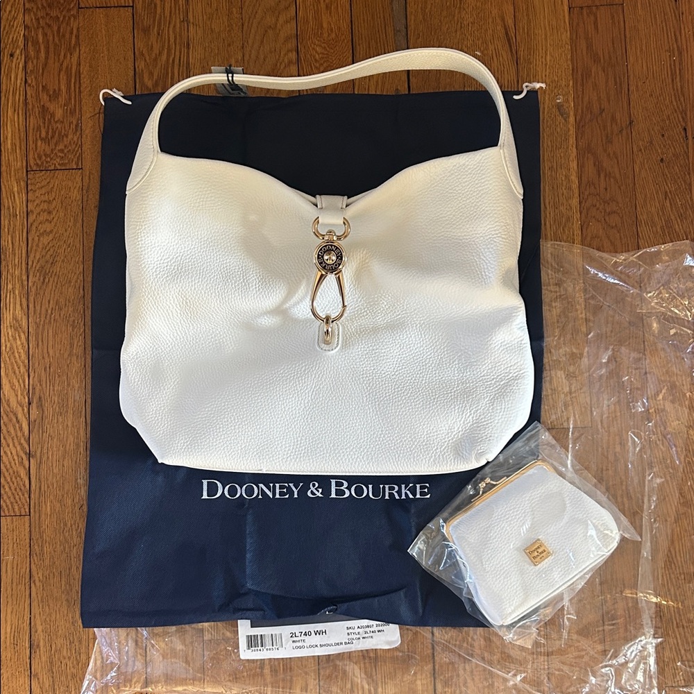 Dooney & Bourke White Leather Hobo Bag &Change Purse NEW - Picture 2 of 10